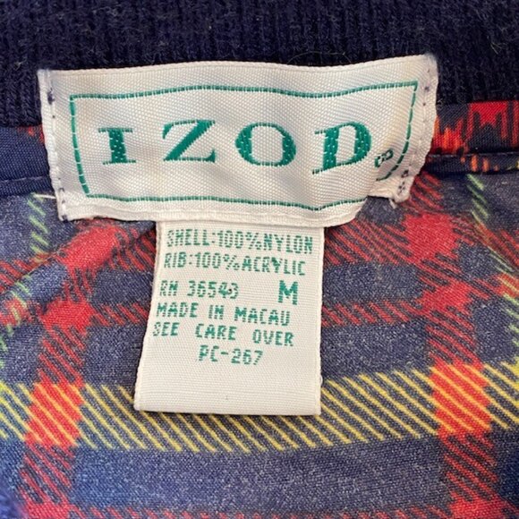 VINTAGE 90s Izod Blue Plaid Pullover Windbreaker Medium - Picture 9 of 10